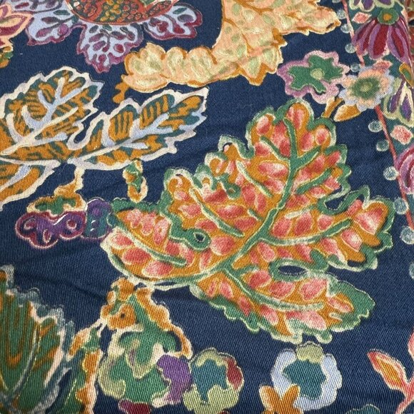 Floral Leaf Shower Curtain 100% Cotton Navy Blue Multicolor by Creative Bath - Picture 5 of 8